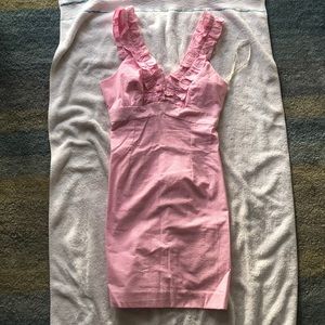 Pink and white striped party dress